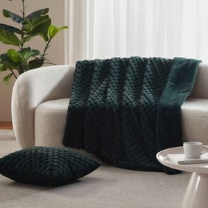 Dreamaker Emmett Textured Faux Fur Throw Deep Teal 180x200cm