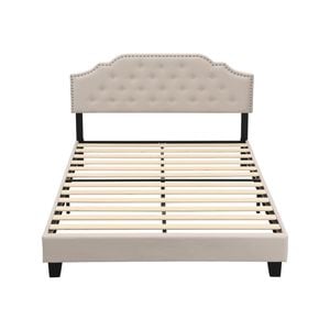 IHOMDEC BEF02 Double Size Bed Frame Base Mattress Platform Beige