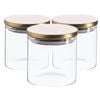Argon Tableware Glass Storage Jar - Gold Lid - 550ml - Modern Round Scandi Organisation Container Glass Jar - Set Of 3