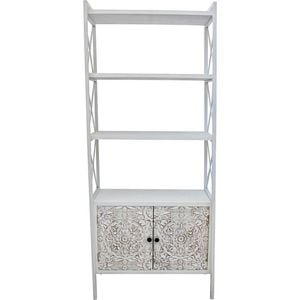 LVD Timber Wood Metal 170cm Bookcase Curved Mandala Shelvung Unit - White