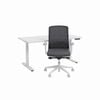 Olg Workstation Bundle: Agile Motion+ 1500x750 White Frame White Top Sit-stand Desk + Motion Sync White Office Chair
