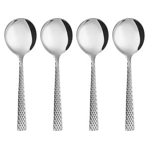 4x Maxwell & Williams Diamonds Stainless Steel Faceted Design Soup Spoon