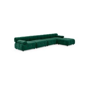 Foret 5 Seater Sofa Modular Arm Ottoman Tufted Velvet Lounge Couch Chaise Green
