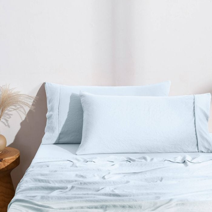 Dreamaker Superfine Washed Microfibre King Pillowcase Twin Pack Ice Blue