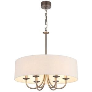 Telbix Shiron Contemporary Pendant Hanging Lamp Light Metal Fabric Nickel Ivory Matte Plated