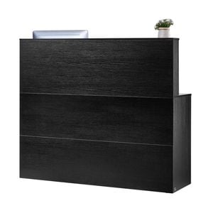 Vevor 1400x800x1200 Mm Reception Desk Black L Shaped With Drawer Keyboard Tray And Storage Cabinet