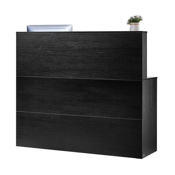 Vevor 1400x800x1200 Mm Reception Desk Black L Shaped With Drawer Keyboard Tray And Storage Cabinet