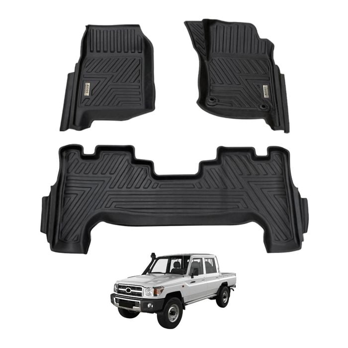 AUSGO Car Floor Mats for Toyota Land Cruiser Landcruiser 79 Series LC79 Dual Cab 2012-Onwards All-Weather Floor Liners