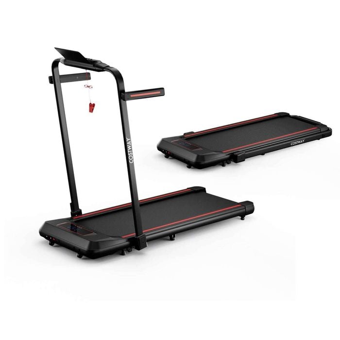 Costway 2 In 1 Electric Desk Treadmill 3.0hp/15 Km/h, App & Led Display Red