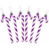 Catzon 6 Pcs Glitter Candy Cane Christmas Ornaments with Golden Ropes-Purple