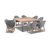 Outdoor Sahara 9pce Square Table Coastal Chairs In Half Round Wicker - Grey