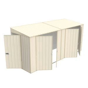 Build-a-Shed 1.5 x 4.5 x 2.0m Skillion Double Plus Double Hinged Side Doors Shed - Cream