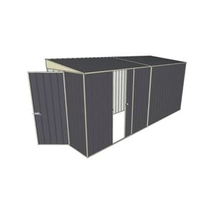 Build-a-Shed 1.5 x 4.5 x 2.0m Tunnel Shed Tunnel Hinged Door +1 Sliding Side Door - Grey