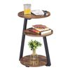 Catzon Round Side Table with 3-Tier Shelves Metal Frame
