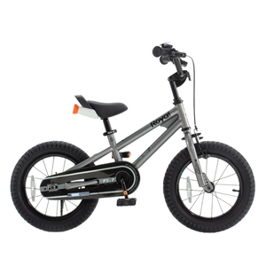 RoyalBaby Freestyle 12'' Grey Sport Kids Bike 12 Inch Wheel Bicycle Boys Girls Ages 3+ Years Training Wheels