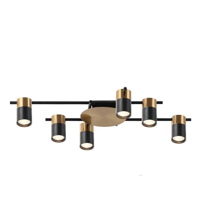 CLA Lighting Tache Interior Spot Ceiling Light (with Adjustable Black & Antique Brass 6 Heads) IP20