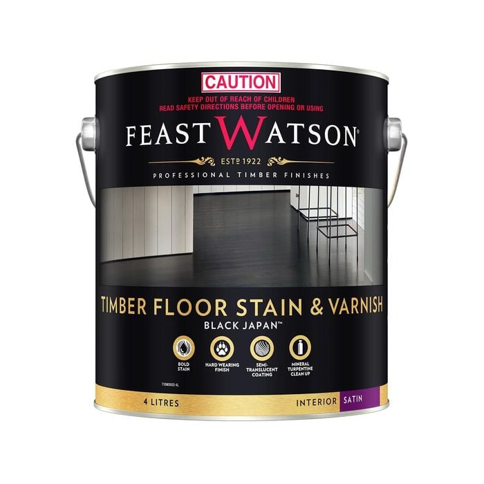 Feast Watson 4L Black Japan Timber Floor Stain And Varnish