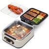 Advwin 2-In-1 Electric Grill, Folding Hotpot with BBQ Grill with Dual Zone Control