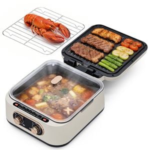 Advwin 2-In-1 Electric Grill, Folding Hotpot with BBQ Grill with Dual Zone Control