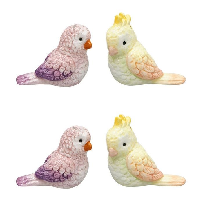 2x 2pc Urban Ceramic Perdy Parrot Salt & Pepper Shakers Set 7x8cm Yellow/Purple