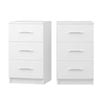 Advwin Bedside Table Set of 2 Nightstand Storage Cabinet 3 Drawers White
