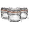 Argon Tableware Glass Storage Jars - 125ml/4.2oz - Set Of 6 - 4 Colour Seals Airtight Kitchen Storage Container Preserving Jar