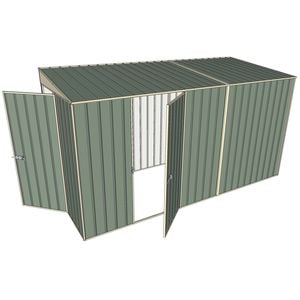 Build-a-Shed 1.5 x 3.7 x 2.0m  Tunnel Shed Tunnel Hinged Door +1 Hinged Side Door - Green