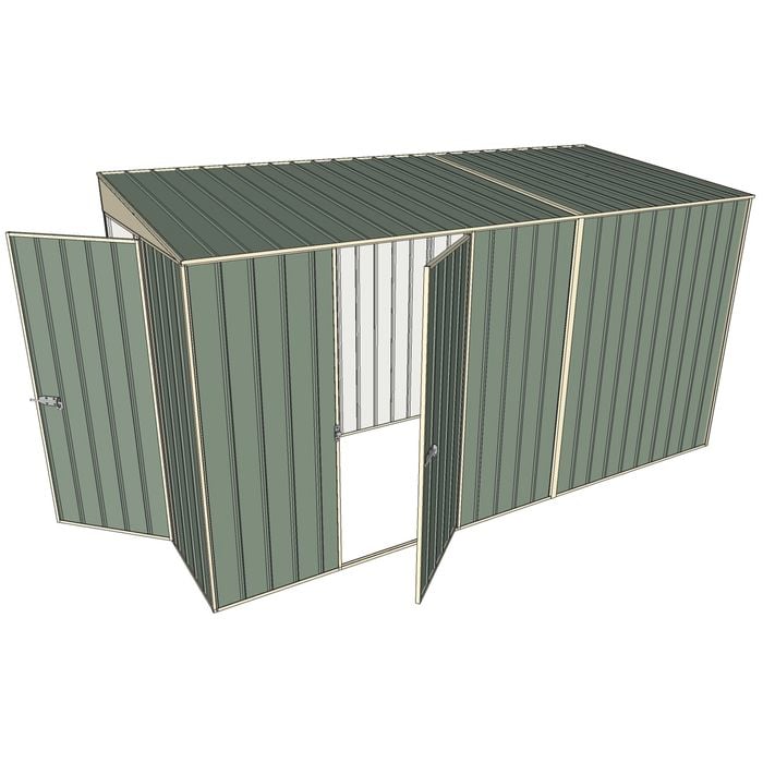 Build-a-Shed 1.5 x 3.7 x 2.0m  Tunnel Shed Tunnel Hinged Door +1 Hinged Side Door - Green