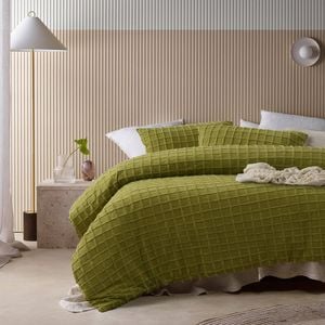 Vintage Design Homewares Parquet Cacti Green Polyester Cotton Quilt Cover Set Double