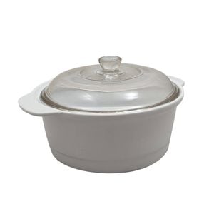 Ceramic Casserole Dish Microwave/Oven Cooking Set W/Glass Lid 2.0Ltr