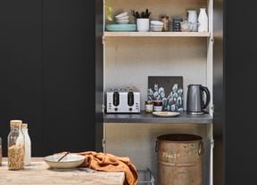 Organised pantry cupboard.