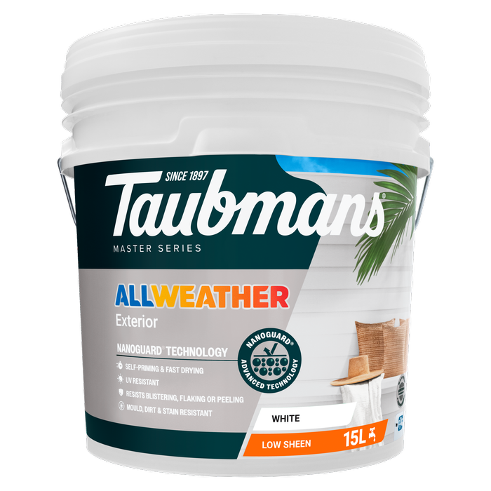 Taubmans 15L White Low Sheen All Weather Exterior Paint