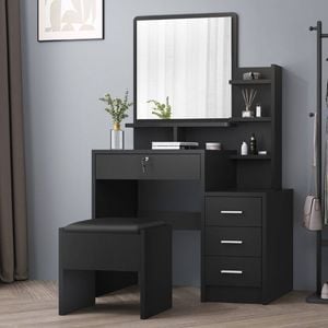 Alfordson Dressing Table Stool Set Black