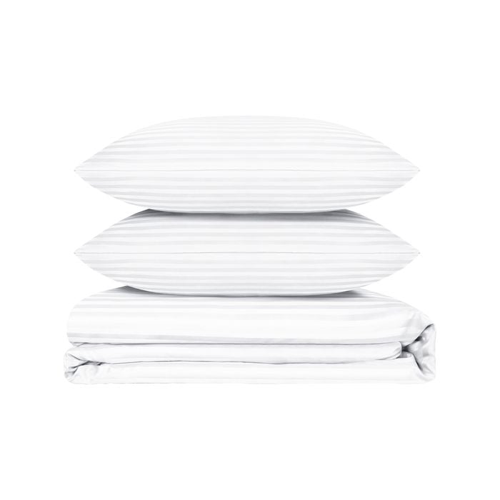 LINENOVA 1800TC Striped Comfort Quilt Cover Set - Double,White