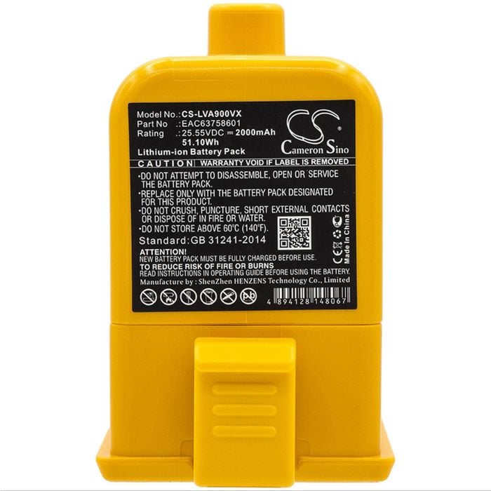 2-Pack Battery For LG CordZero A9 A9+,A9K-CORE,A9MAX,A9T-Ultra ,A9S,A9K PRO, A9N,A9M,A9MULTI,A958,A958SA,A9 Plus A905M A907GMS A905RM A908MVR A929KVM A958S A958SA A9K MAX A916 EAC63382204 EAC63382205