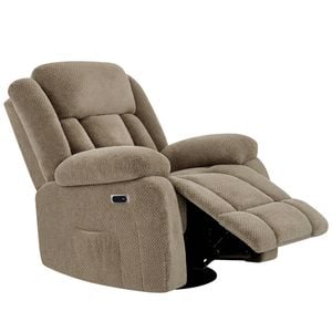 Ufurniture Velvet Recliner Chair Electric Heat Massage Chair Rotatable Lounge Armchair Brown