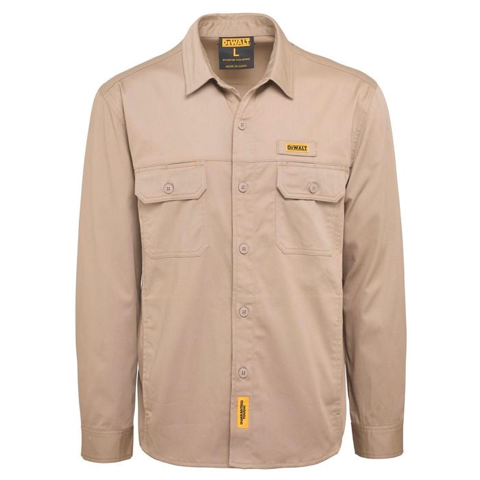DeWALT Size XXL Khaki Granite Long Sleeve Button Up Shirt