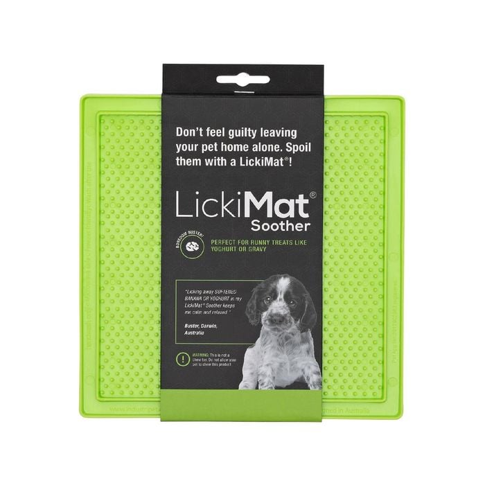 Lickimat Soother Original Slow Food Licking Mat for Cats & Dogs - Green