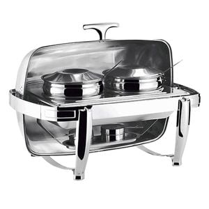 SOGA 6.5L Stainless Steel Double Soup Tureen Roll Top Buffet Chafing Dish