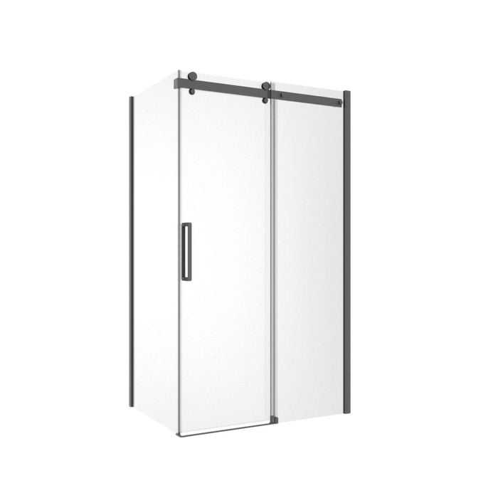 Rick McLean's Bathware 1170mm Black Frameless Shower Screen with Sliding Door