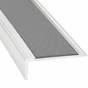 Duratac 900mm Clear Aluminium Stair Nosing with Grey Vinyl Insert and Csk Holes - 5 Pack