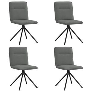 vidaXL Single-Line Stitching Dining Chairs 4 pcs Dark Grey Fabric Metal Legs 46.5 x 53 x 84 cm
