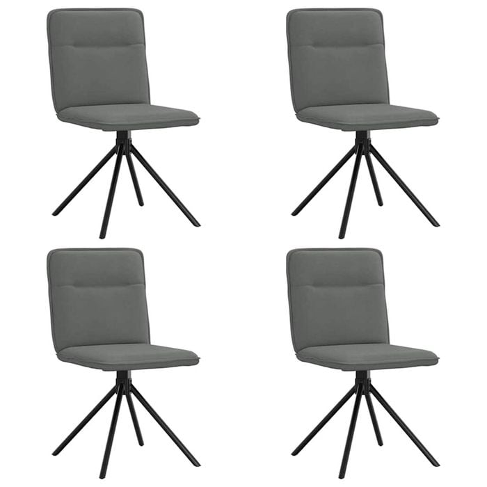vidaXL Single-Line Stitching Dining Chairs 4 pcs Dark Grey Fabric Metal Legs 46.5 x 53 x 84 cm
