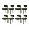 Oikiture Set of 8 Dining Chair Round Boucle Kitchen Lounge Seats Backrest Dark Green