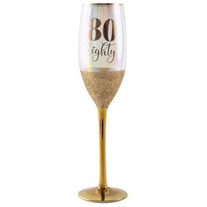 Gold Glitterati 80th Champagne Stemmed Drinking Glass 150ml