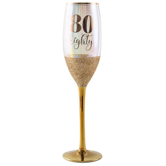 Gold Glitterati 80th Champagne Stemmed Drinking Glass 150ml