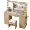 Artiss Dressing Table Charging Station LED Mirror Wood