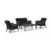 Hugo 2+1+1 Seater Outdoor Aluminium/rope Lounge Set Charcoal With Coffee Table & Grey Rope/denim Cushions