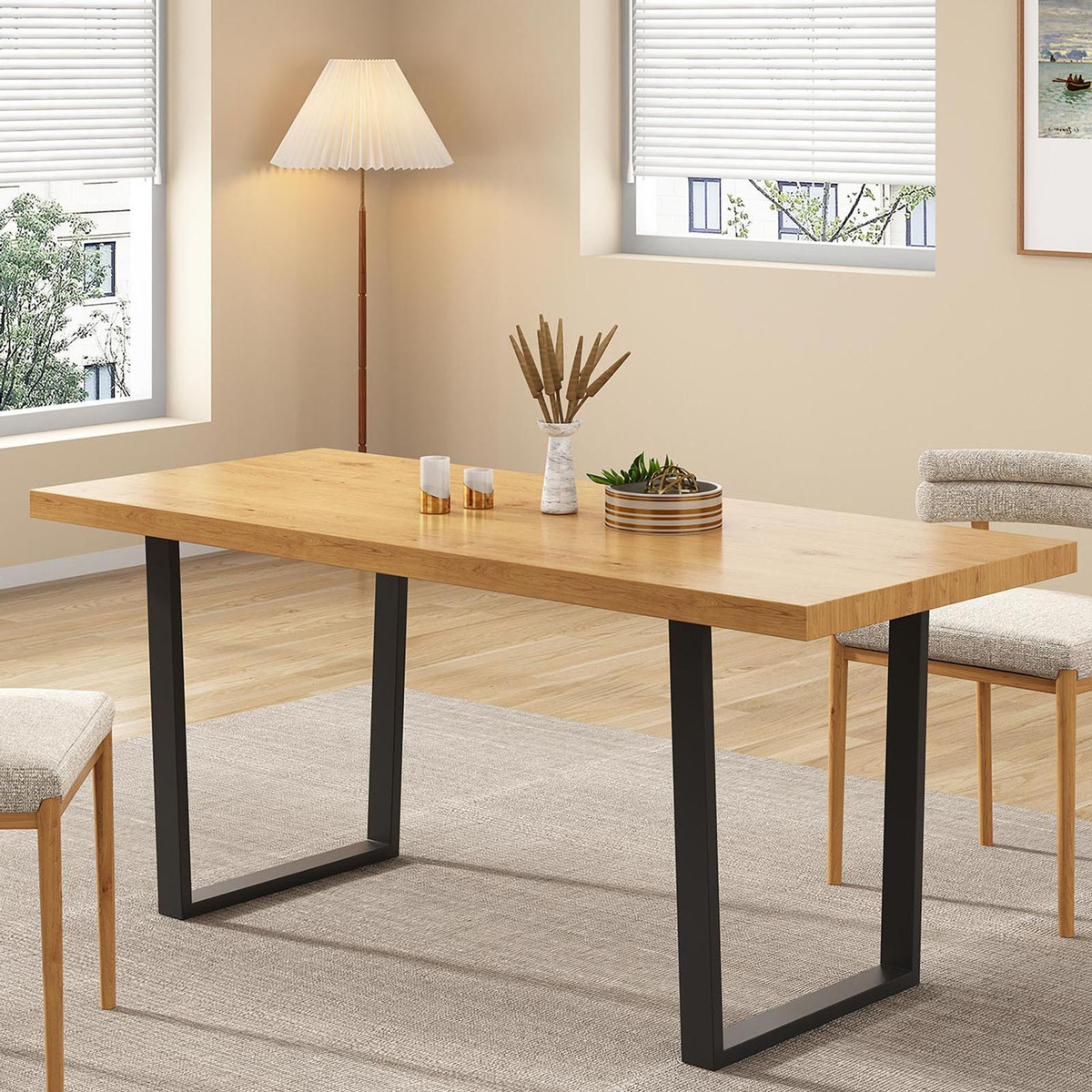 Dining Table with Ski Leg 170cm Natural Bunnings Australia