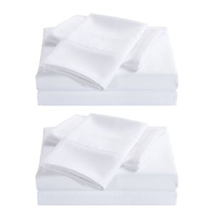 Royal Comfort 2000 Thread Count Bamboo Blend Sheet Set 2 Pack White Queen